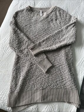 Zenana Outfitters Taupe Popcorn-Knit Crewneck Sweater